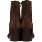 MM6 Maison Margiela Brown Suede Anatomic Stitch Toe Ankle Boots