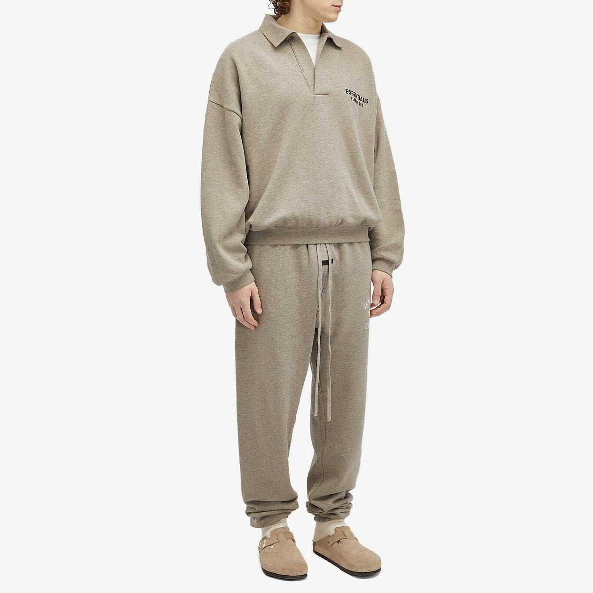 Tシャツ・カットソー FEAR OF GOD 24FW Gray Fleece Polo Sweatshirt 192HO244398F Fear of God Essentials SS24 Long Sleeve Polo Shirt 'Light