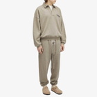 Fear of God ESSENTIALS Men's Core Logo Fleece Polo Sweatshirt in Heather Grey