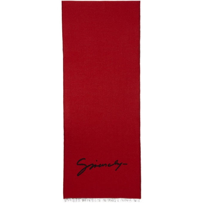Givenchy Red and Black Signature Intarsia Scarf Givenchy