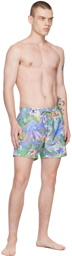 BOSS Purple Floral Swim Shorts