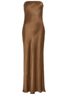 Bec & Bridge Moon Dance Strapless Satin Maxi Dress Chocolate