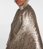 Taller Marmo Mirage belted sheer wool-blend kaftan