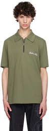 Balmain Khaki Half-Zip Polo