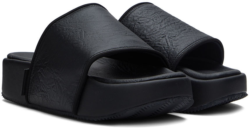 Y-3 Black Leather Slides