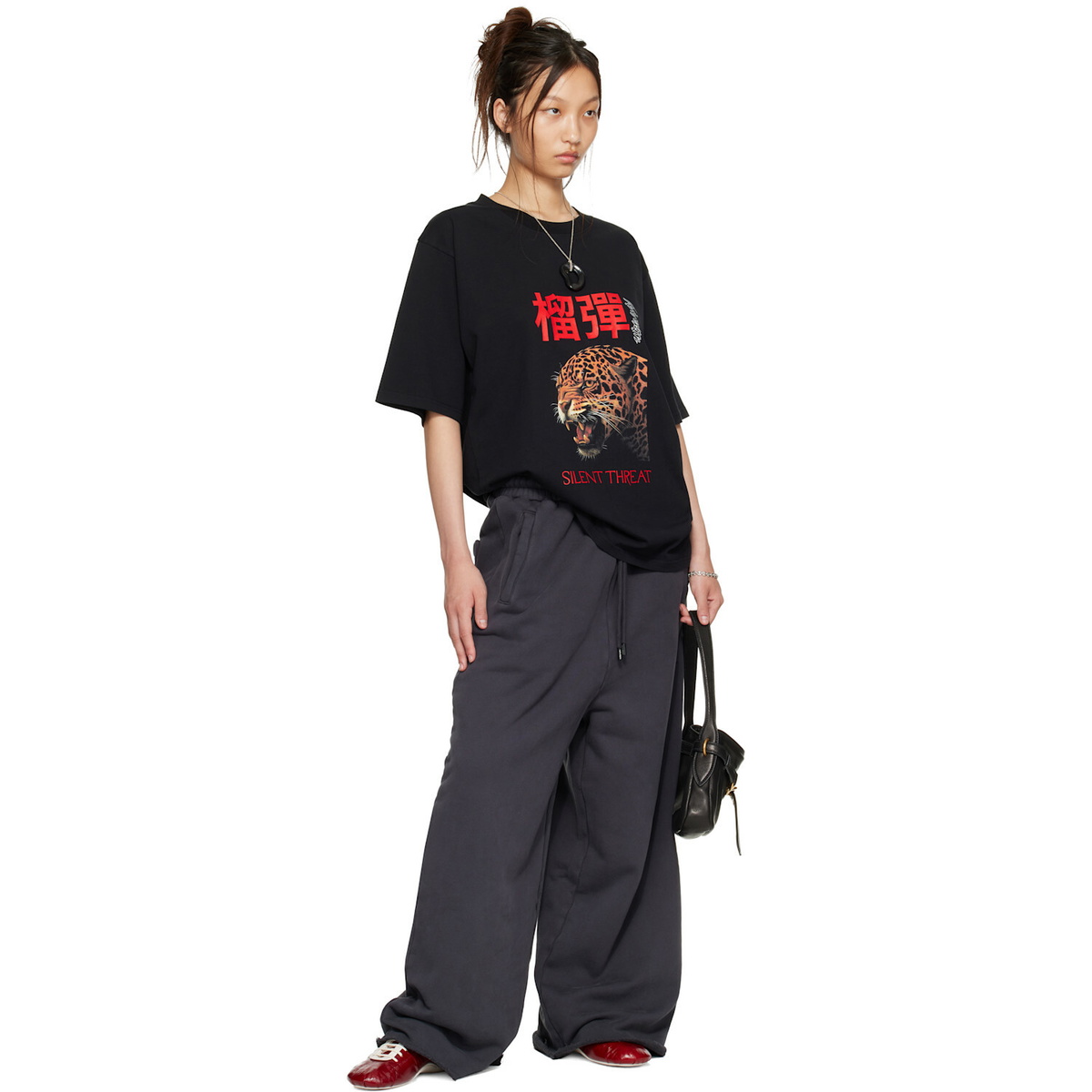 LU'U DAN Black Leopard Graphic T-shirt
