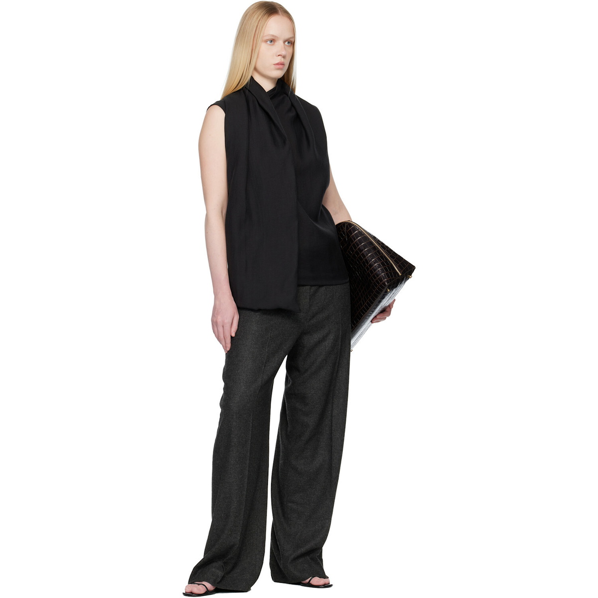 TOTEME Black Scarf Blouse