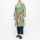Dusen Dusen Bathrobe in Green/White Stripe
