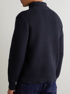 Theory - Gary Waffle-Knit Cotton and Cashmere-Blend Zip-Up Cardigan - Blue