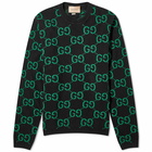 Gucci Men's Jumbo GG Jacquard Crew Neck Jumper in Black