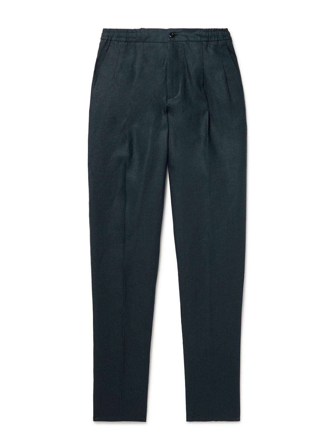Rubinacci - Straight-Leg Linen Trousers - Blue