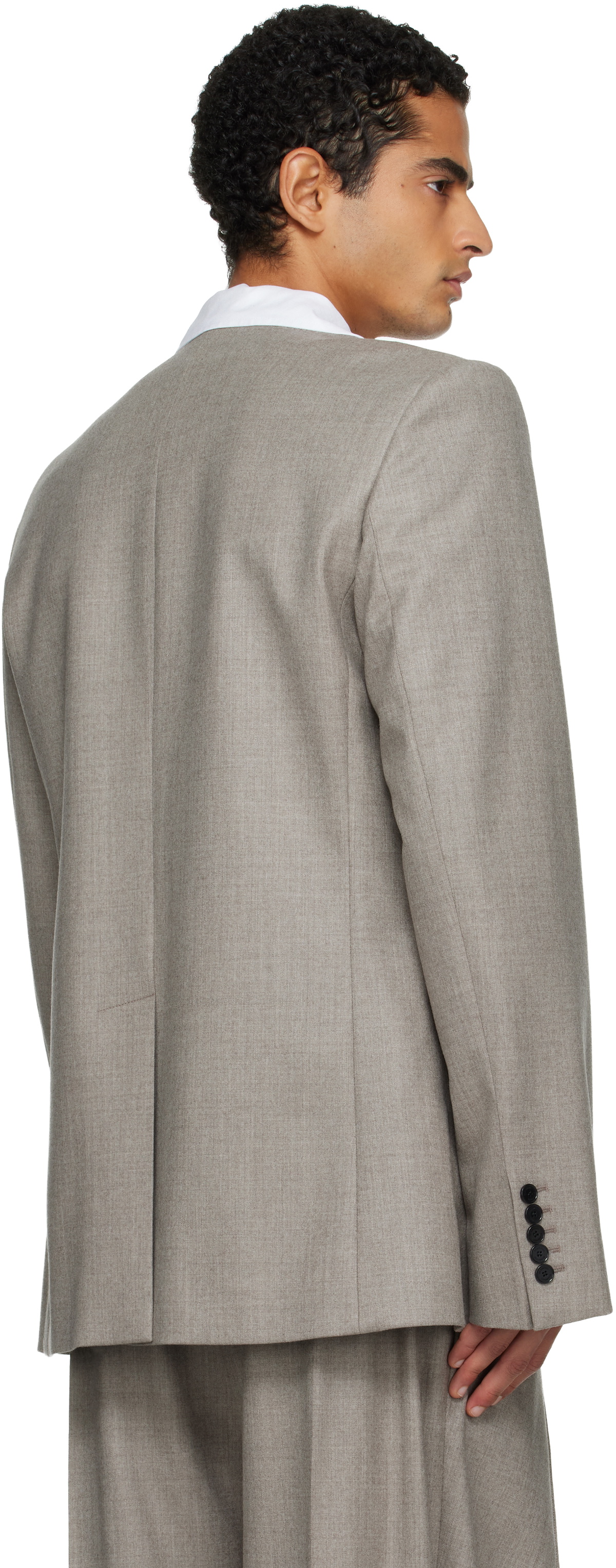 ALAINPAUL Taupe Minimalist Tailored Blazer