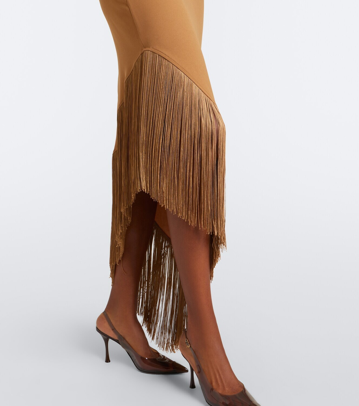 Taller Marmo Antelope fringe-trimmed asymmetric midi dress