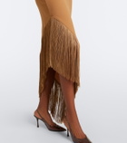 Taller Marmo Antelope fringe-trimmed asymmetric midi dress