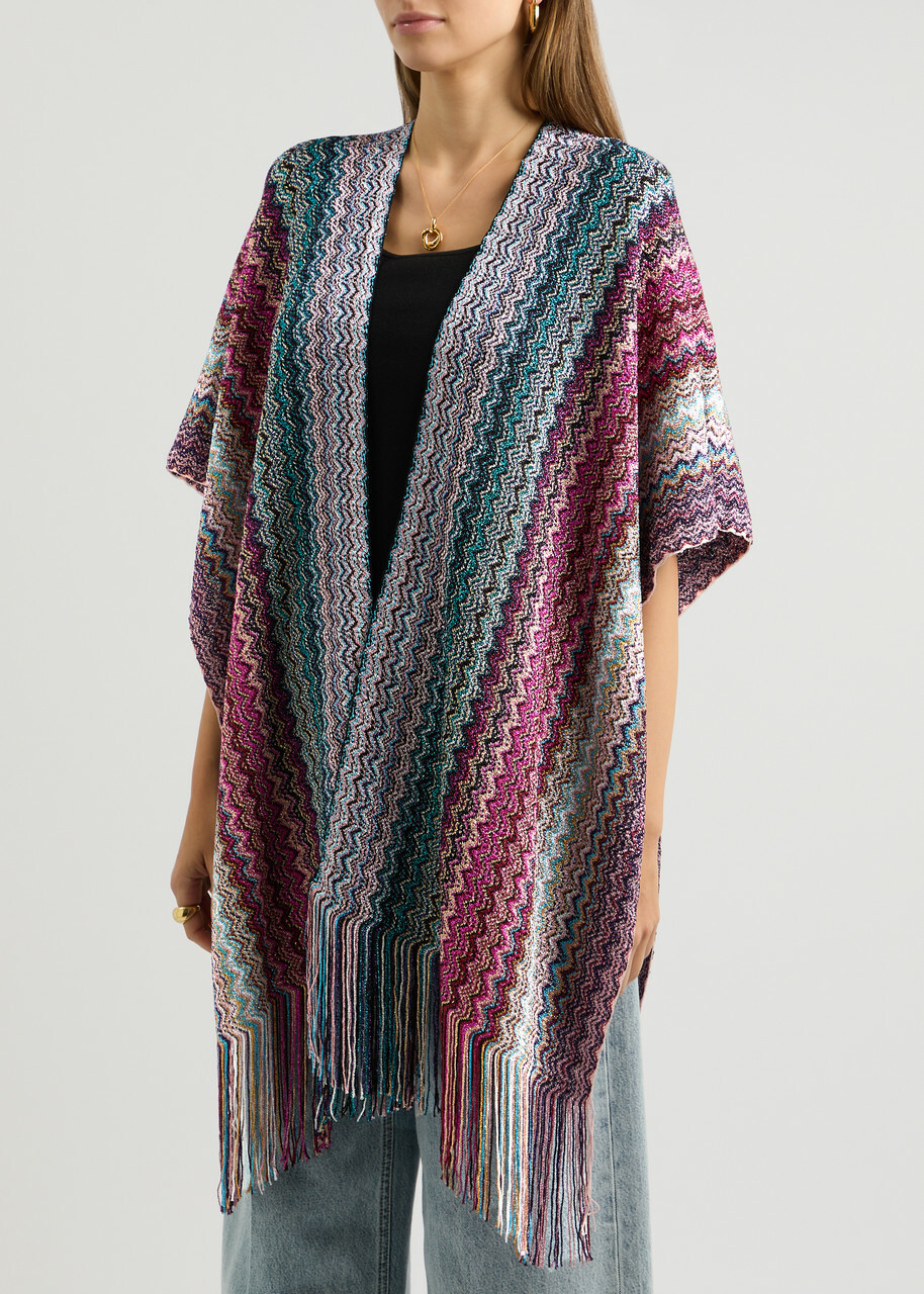 Missoni Zigzag-intarsia Knitted Shawl - Purple - One Size