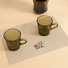 BEAMS JAPAN Embroidery Tea Mat - Beckoning Cat in Beige 
