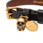 Alexander McQueen Men's Stud Single Wrap Skull Bracelet in Black/Gold