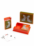 JONATHAN ADLER Leopard Lacquer Box & Playing Cards Set