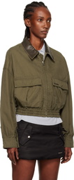 We11done Khaki Leather Collar Jacket
