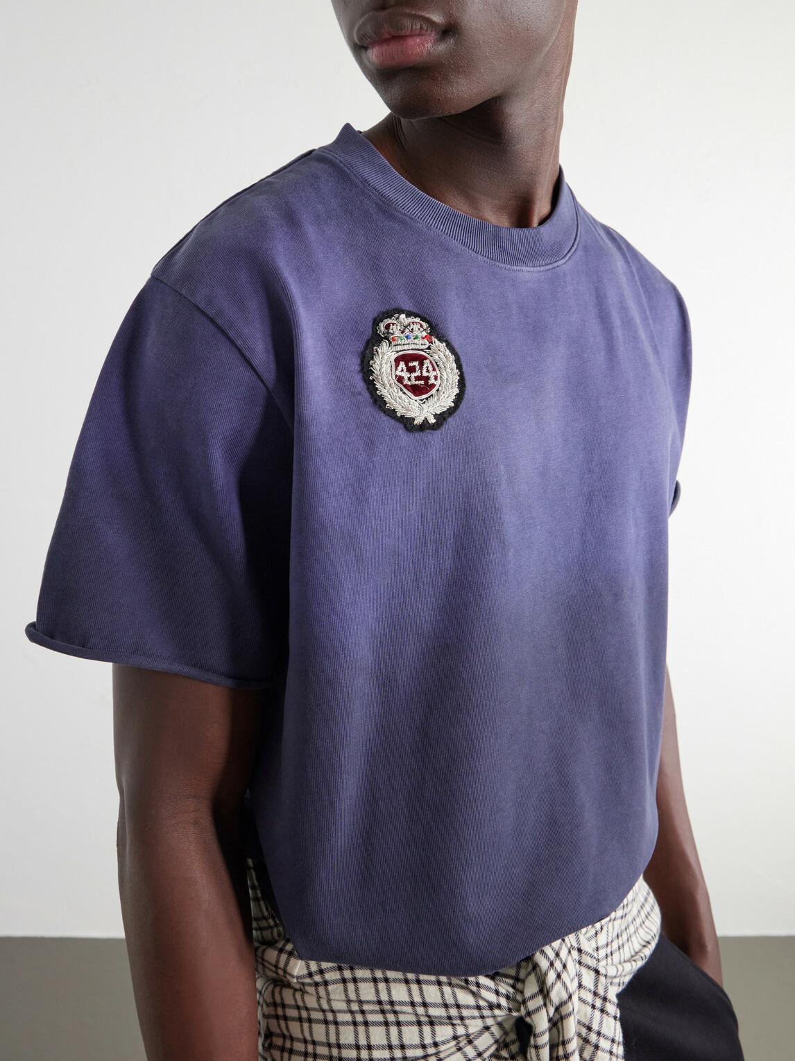 424 - Distressed Logo-Appliquéd Cotton-Jersey T-Shirt - Blue