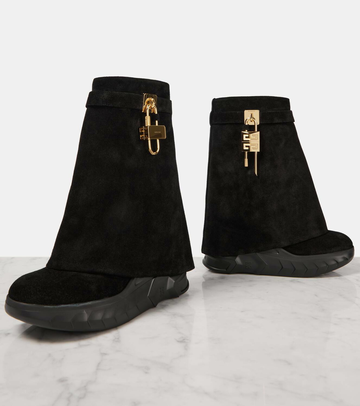Givenchy Shark Lock Biker suede ankle boots Givenchy