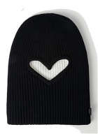 Reversible Cut-Out Beanie Hat in Black