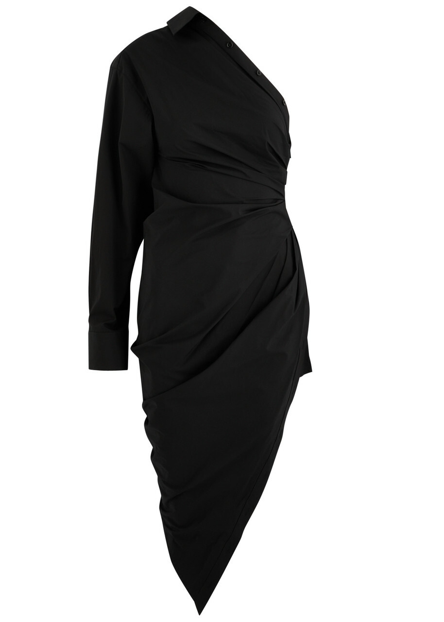 Alexander Wang Asymmetric Stretch-cotton Poplin Mini Dress Black Alexander  Wang