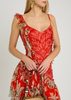 Etro Floral Print Ruffled Silk Maxi Dress Multicoloured