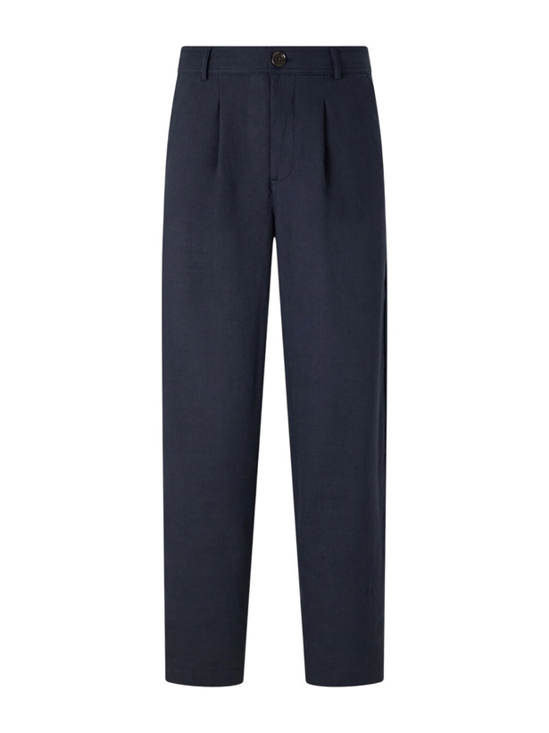 Photo: Oliver Spencer - Oxford Straight-Leg Striped Linen Drawstring Trousers - Blue