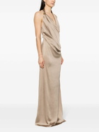 Blumarine Neutral Satin Draped Dress