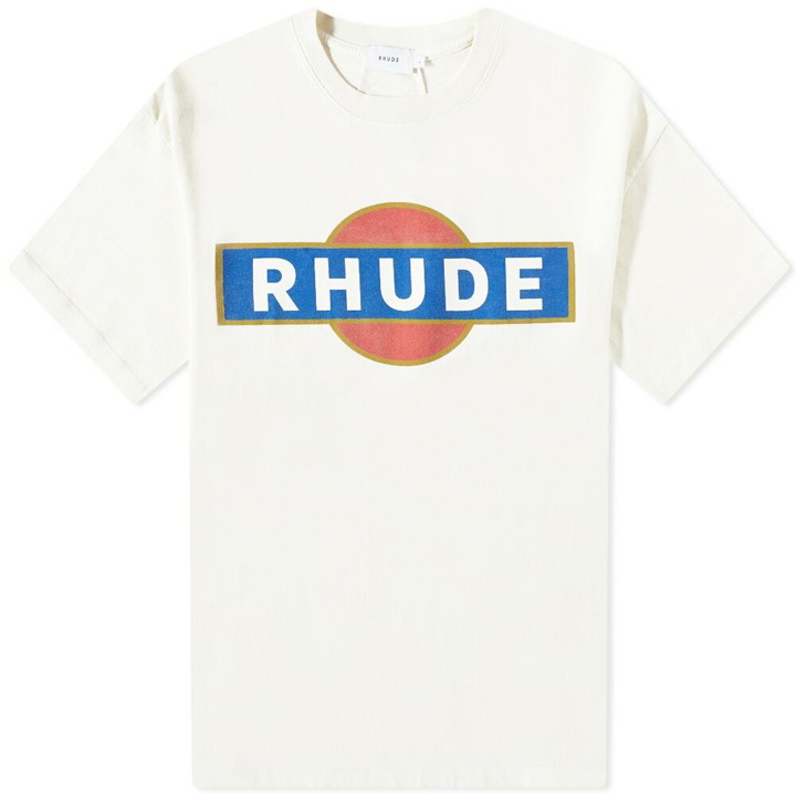 Photo: Rhude Men's Vintage Racer Logo T-Shirt in Vtg White