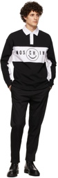 Moschino Black & White Smiley Edition Thick Long Sleeve Polo