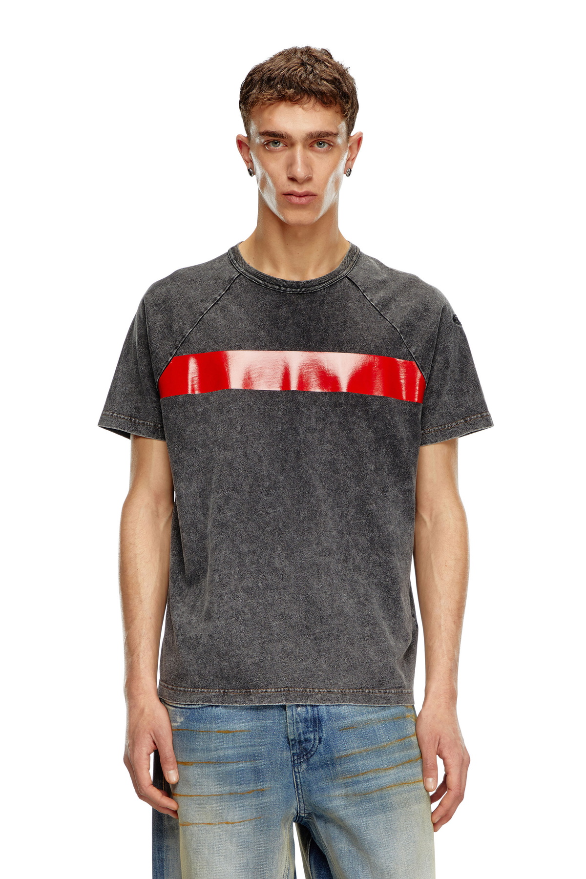 Diesel Marble-effect T-shirt with glossy band - T-Shirts
