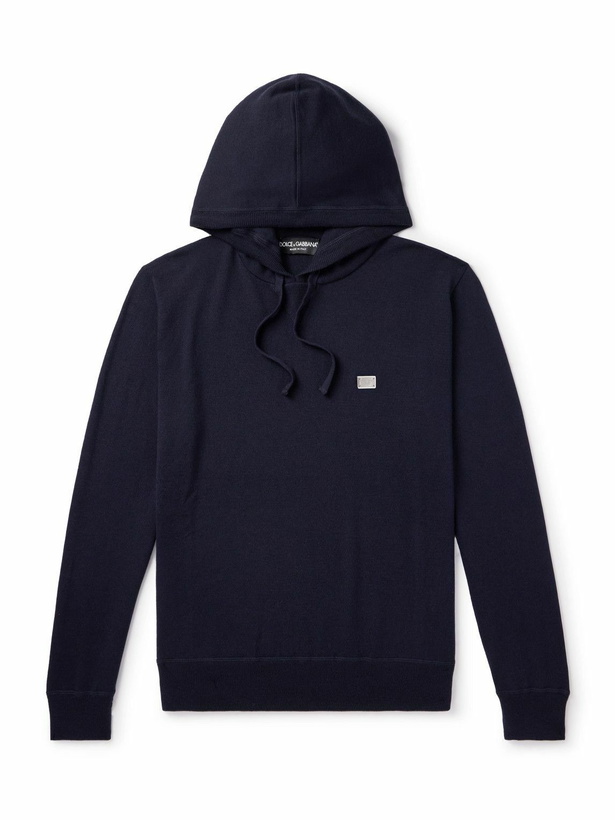 Photo: Dolce&Gabbana - Logo-Appliquéd Wool Hoodie - Blue