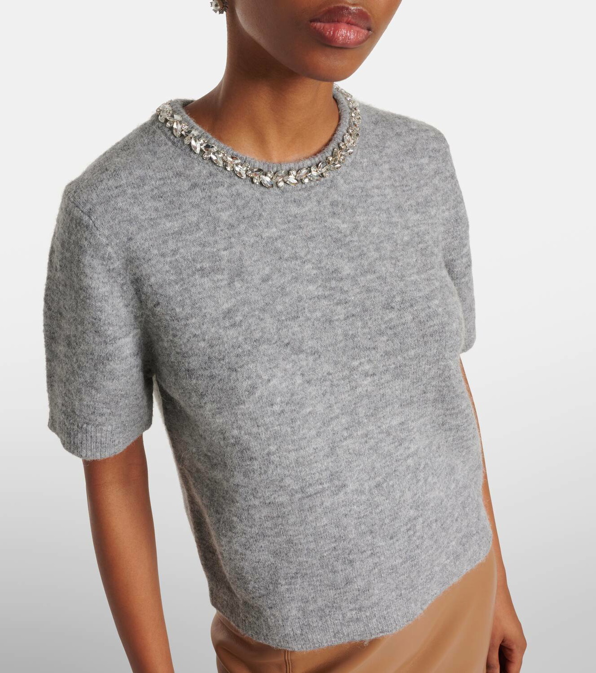 Velvet Layton embellished alpaca and wool-blend top