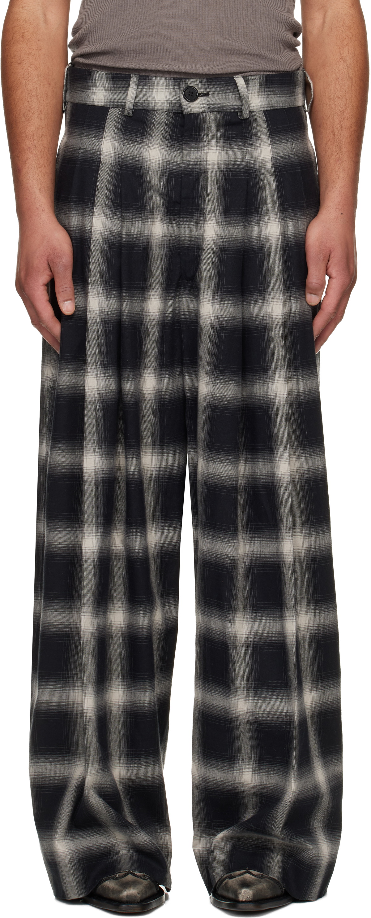 LU'U DAN Gray Triple Pleat Trousers