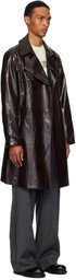 MM6 Maison Margiela Burgundy Double-Breasted Faux-Leather Jacket