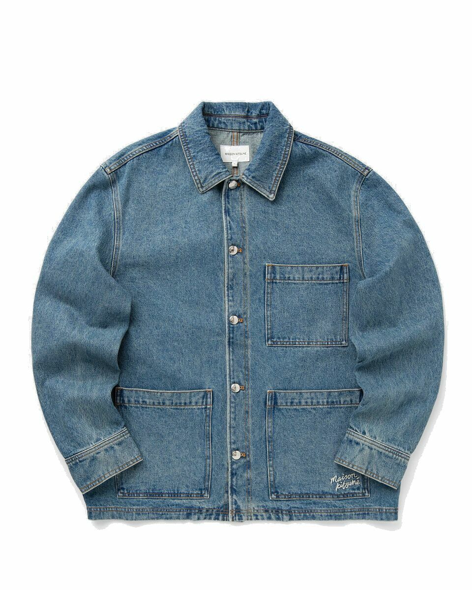 Photo: Maison Kitsune Denim Workwear Jacket Blue - Mens - Denim Jackets