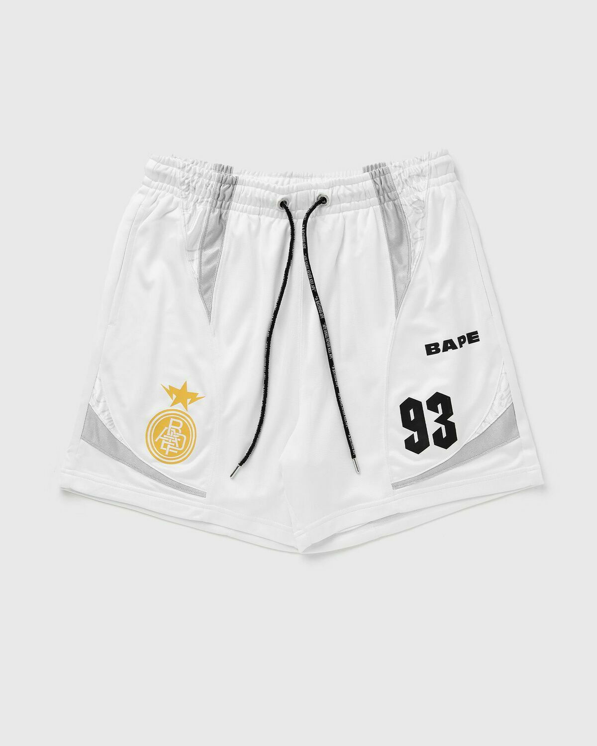 A Bathing Ape Multi Logo Relaxed Fit Soccer Shorts White Mens Sport Team Shorts A Bathing Ape