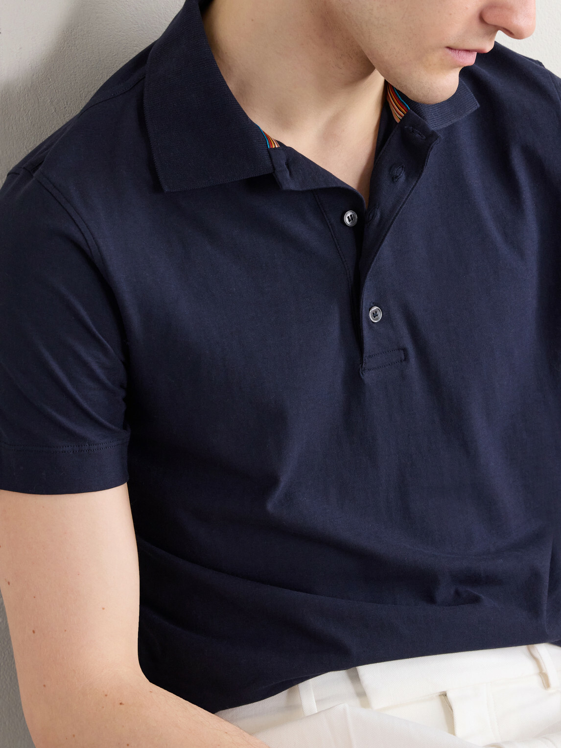 Paul Smith - Striped Cotton-Jersey Polo Shirt - Blue