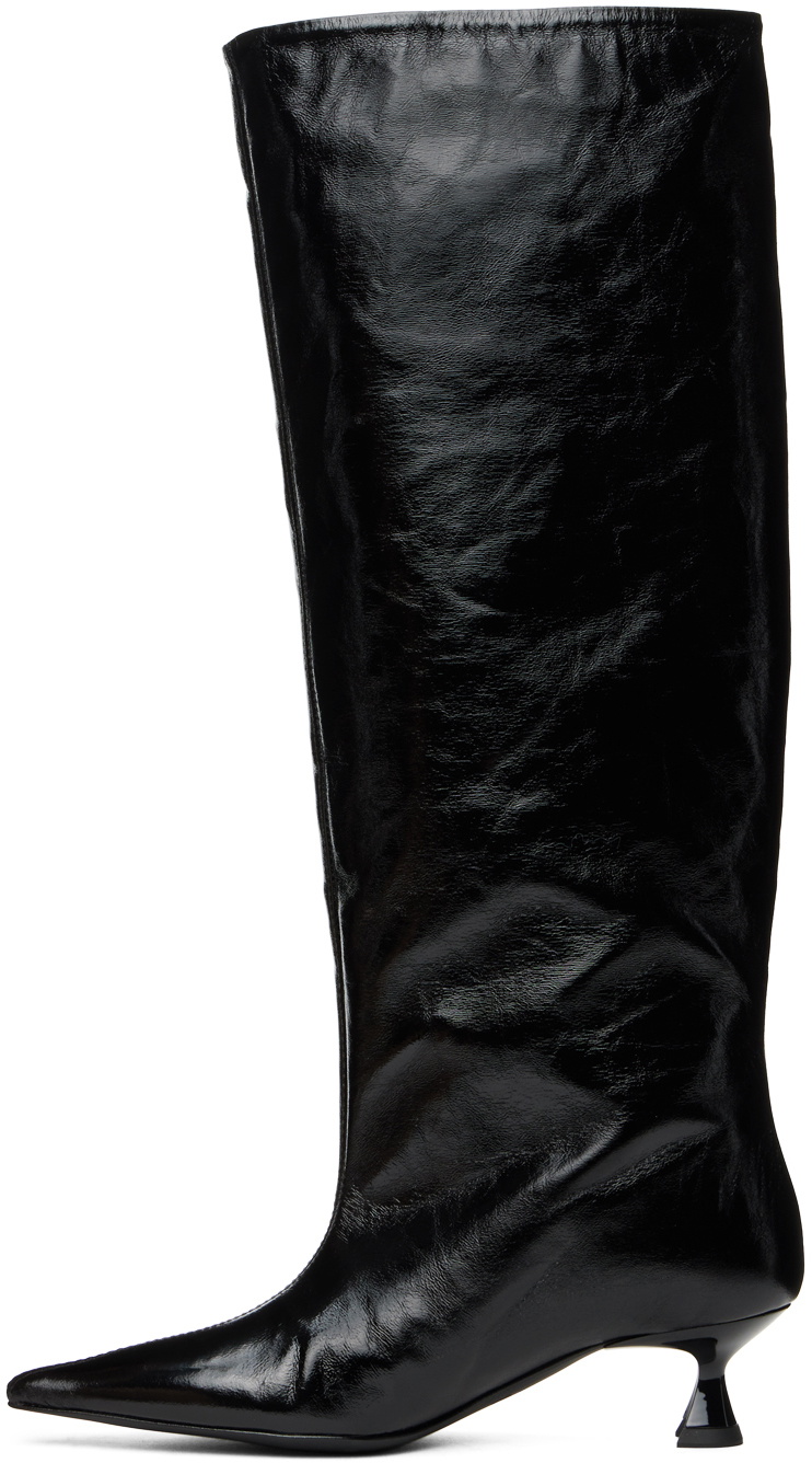 GANNI Black Soft Slouchy High Shaft Boots