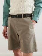 Anderson's - 3.5cm Leather-Trimmed Woven Belt - Green