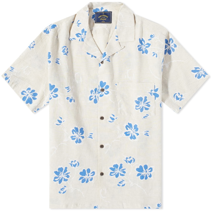 Photo: Portuguese Flannel Men's Canvas Floral Vacation Shirt in Blue