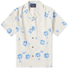 Portuguese Flannel Men's Canvas Floral Vacation Shirt in Blue