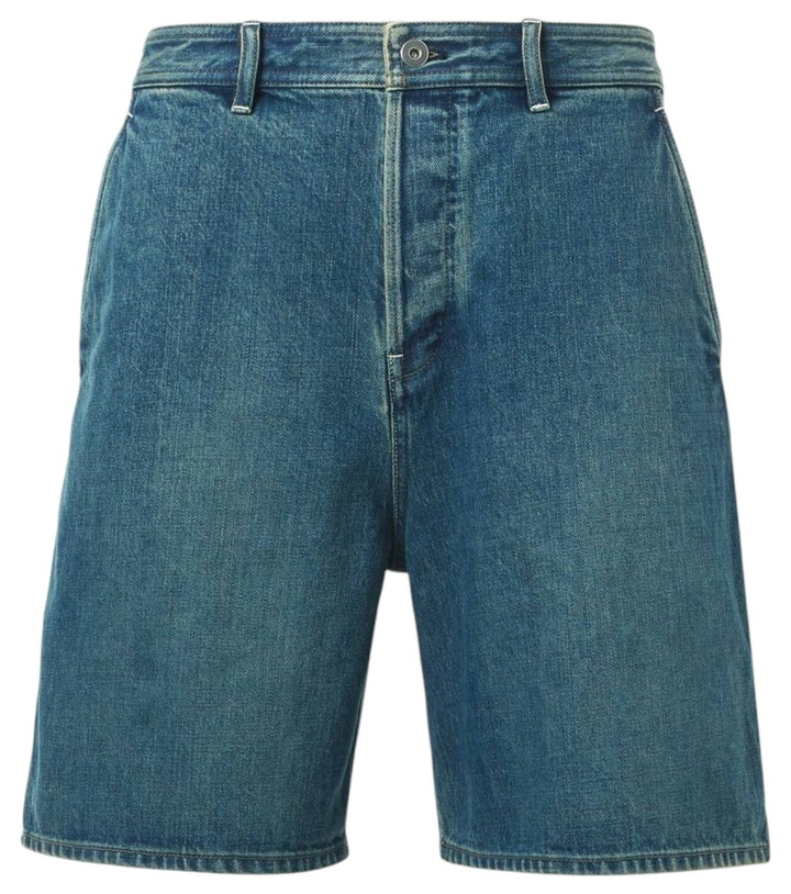 Photo: Jil Sander Leather-trimmed denim shorts