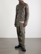 Rick Owens - Release Panelled Full-Grain Leather Jacket - Brown