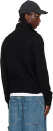 VETEMENTS Black Leather Cross Zip-Up Sweater