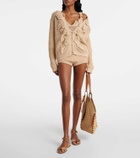 Elie Saab Crochet floral-appliqué cotton-blend top