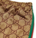 Gucci - Webbing-Trimmed Logo-Print Tech-Jersey Sweatpants - Men - Brown