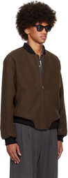 Small Talk Studio Brown Wool Fleece Reversible Bomber Jacket